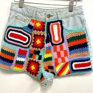 FarmRio shorts size 31 Colorful Crochet Patchwork Women Shorts